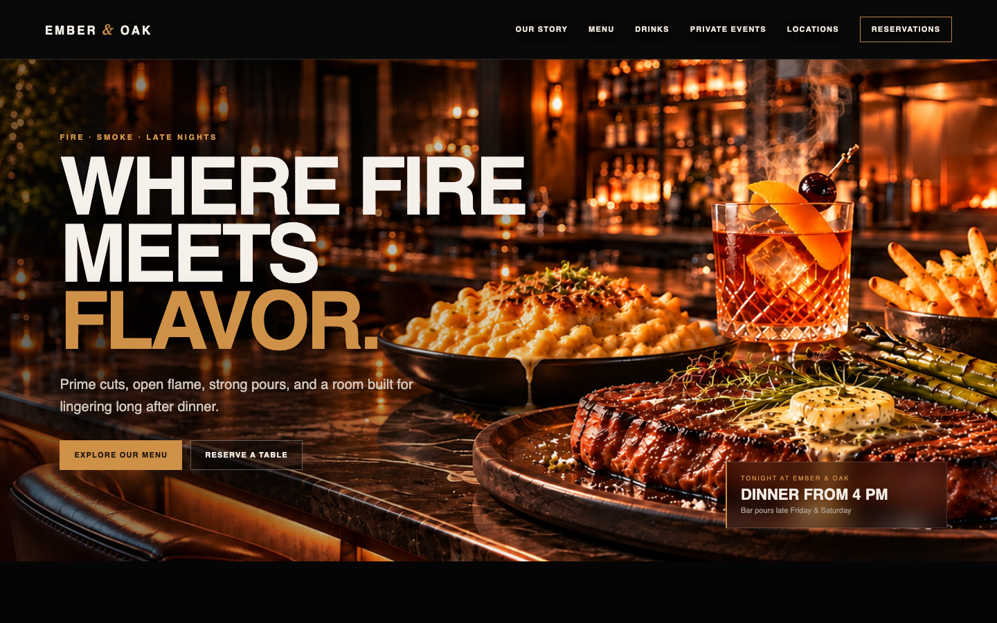 Bar and Grill website demo preview