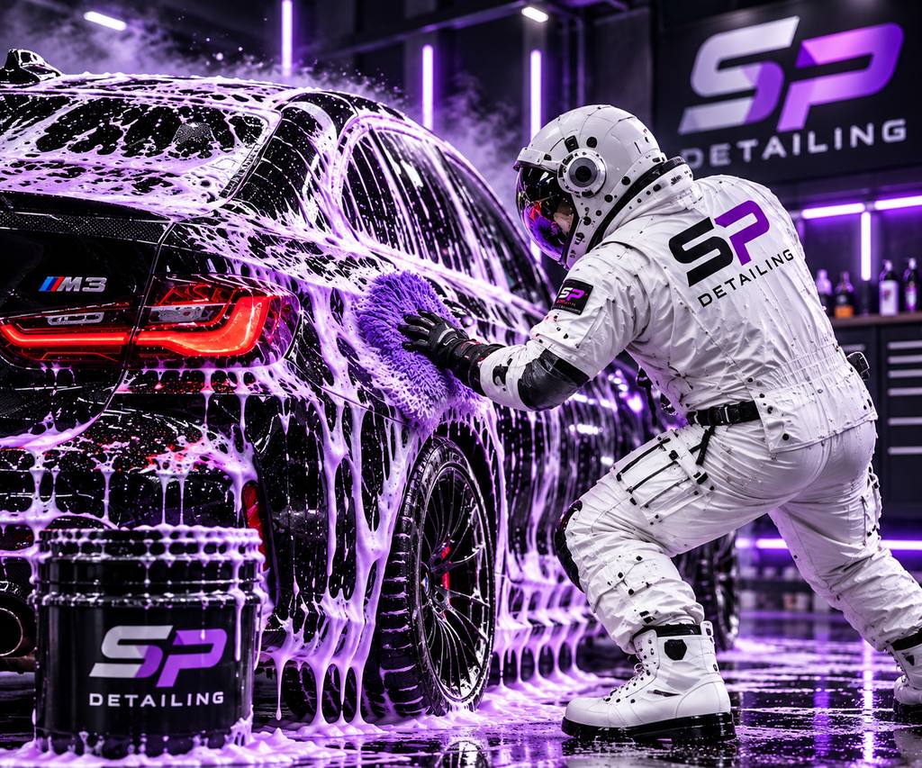 Exterior detailing with purple foam